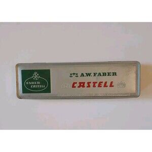 Vintage A.W. Faber Castell Original Tin Box 10 Unsharpened 3H Pencils Germany